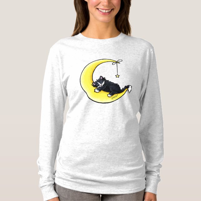 Lunar Love Tuxedo Chat T-shirt (Devant)
