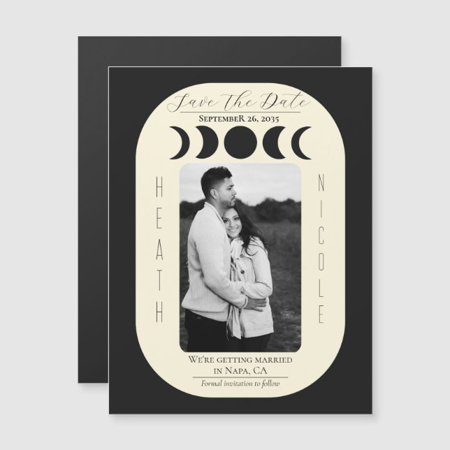 Lunar Luxe Noir & Crème Phase Lunaire Enregistrer  (Devant / Derrière)