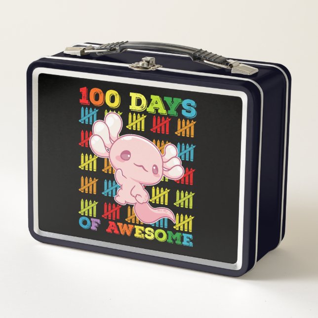 Lunch Box 100 Jours d'axolotl génial 100e jour d'école (Devant)