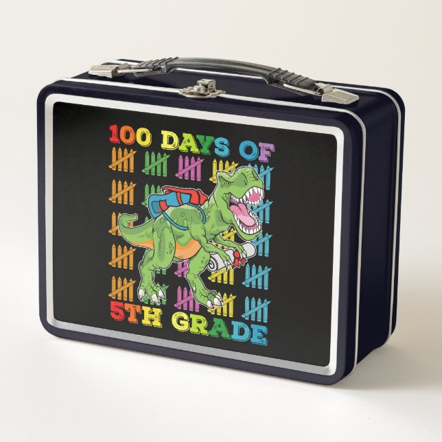 Lunch Box 100 Jours De 5E Année T Rex Dinosaur School (Devant)