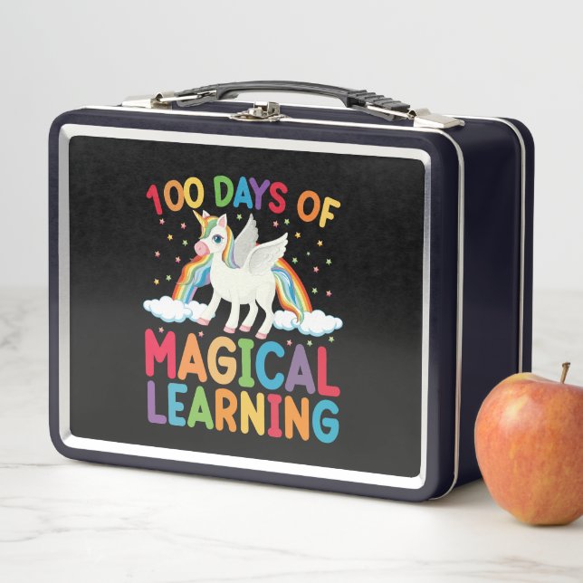 Lunch Box 100 jours d'école licorne magique pour filles  (En situation)