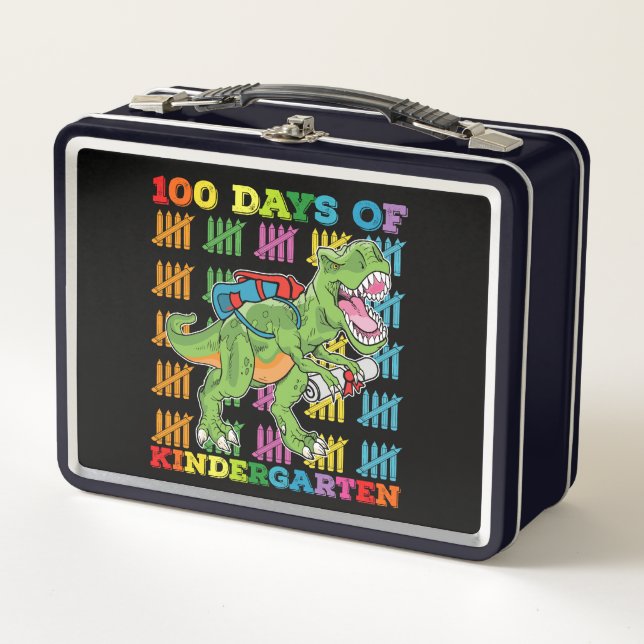 Lunch Box 100 jours d'école maternelle T Rex dinosaure école (Devant)
