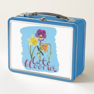 Lunch Box 4 Spring and Summer Flowers with Fancy Text