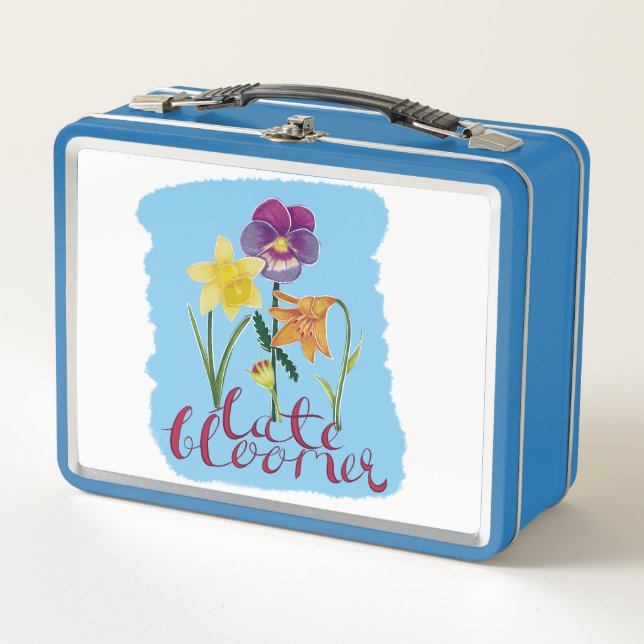 Lunch Box 4 Spring and Summer Flowers with Fancy Text (Devant)