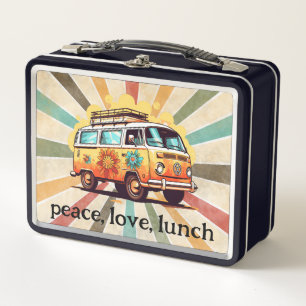 Lunch Box 60s Paix Hippie Hippie boîte de déjeuner en métal