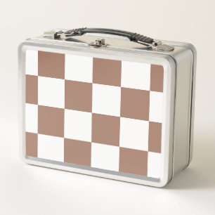 Lunch Box à damiers Motif en Blanc et Mocha Mousse