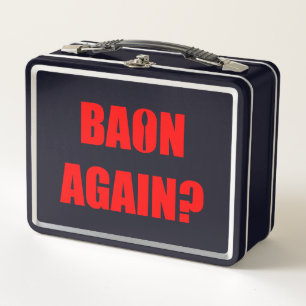 Lunch Box À nouveau Baon ? Noir de texte rouge et blanc