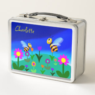 Lunch Box Abeilles heureuses dans un champ de fleurs