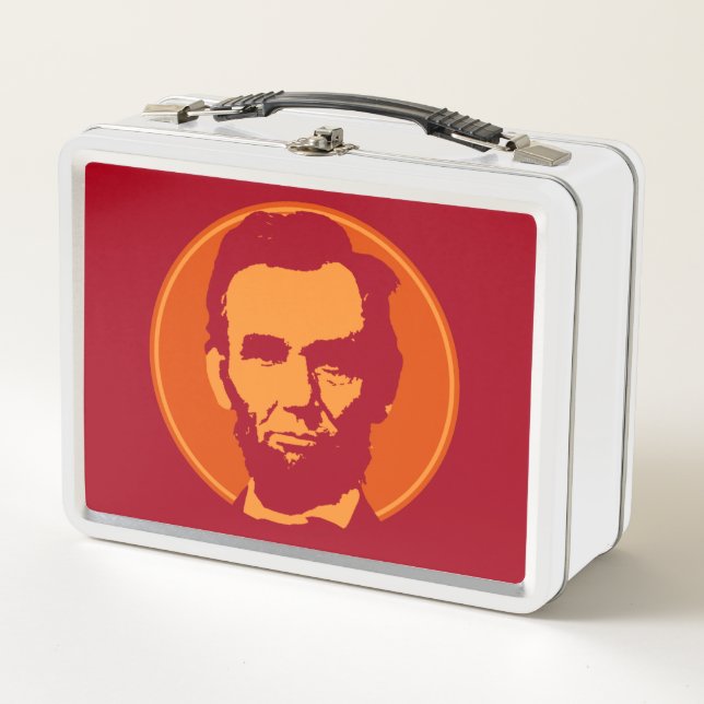 Lunch Box Abraham Lincoln en Pop Art Orange & Rouge (Devant)