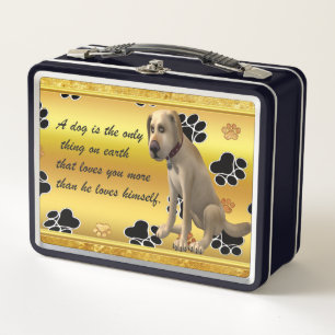 Lunch Box Adorable dog sitting with a cute fun quote