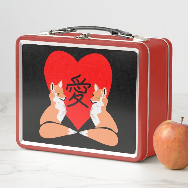 Lunch Box Adorable Fox Cartoon Love Heart (En situation)