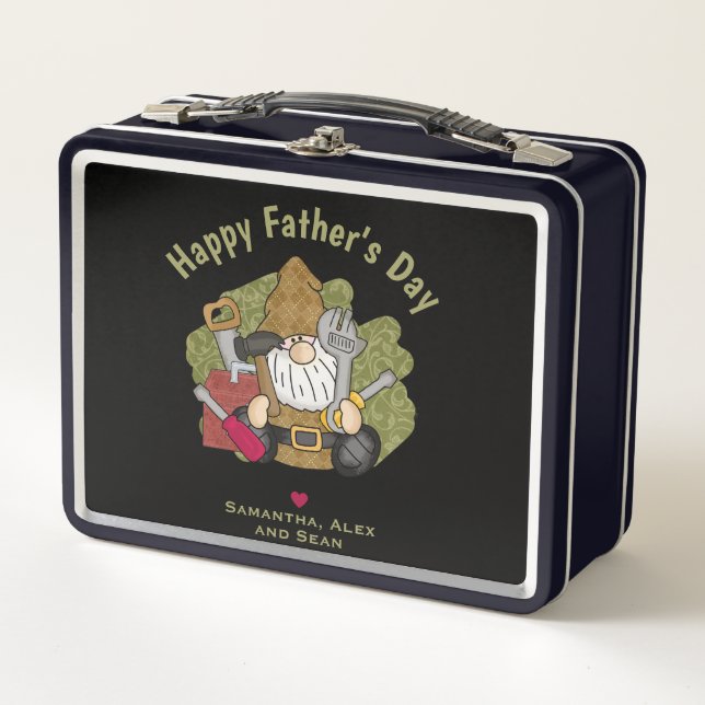 Lunch Box Adorable Handyman & Carpenter Garden Gnome (Devant)