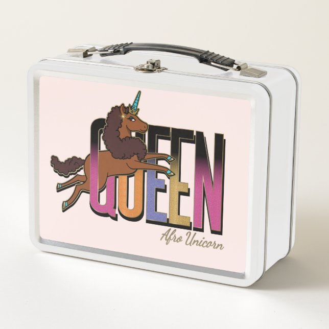 Lunch Box Afro Unicorn Queen Design (Devant)