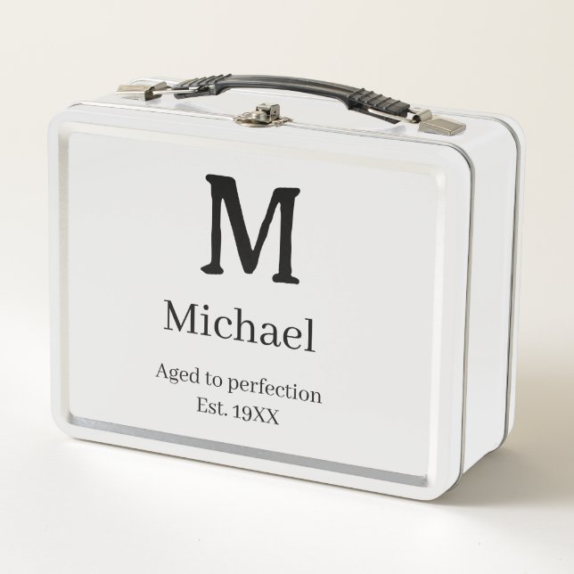 Lunch Box Aged to perfection est. 19XX monogram name letter  (Devant)