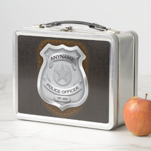 Lunch Box Agent de police personnalisé Sheriff Cop NAME Badg