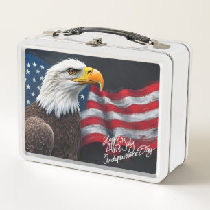Lunch Box Aigle chauve avec drapeau américain Art du 4 juill