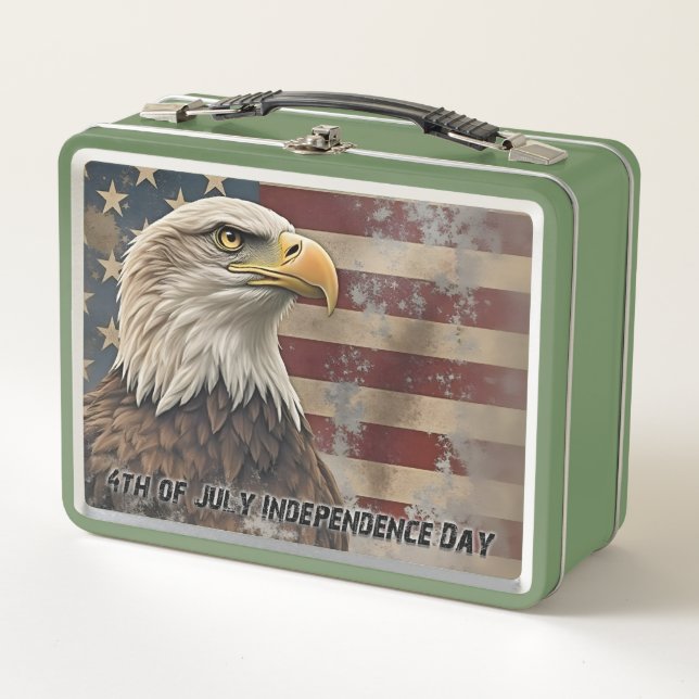 Lunch Box Aigle majestueux et drapeau – Esprit de liberté (Devant)