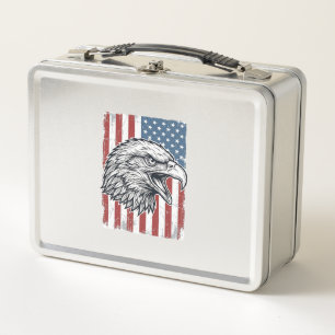 Lunch Box Aigle Patriotique Drapeau Américain Gravure Vintag