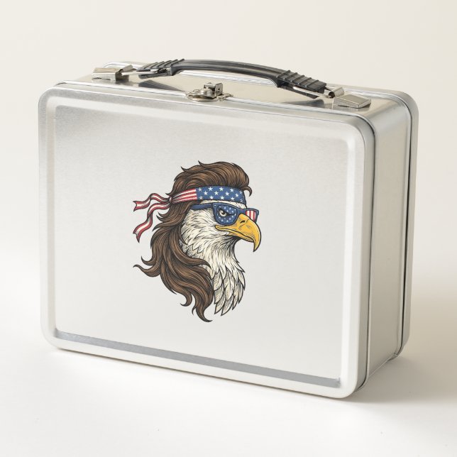 Lunch Box Aigle patriotique mullet gravure vintage vecteur D (Devant)