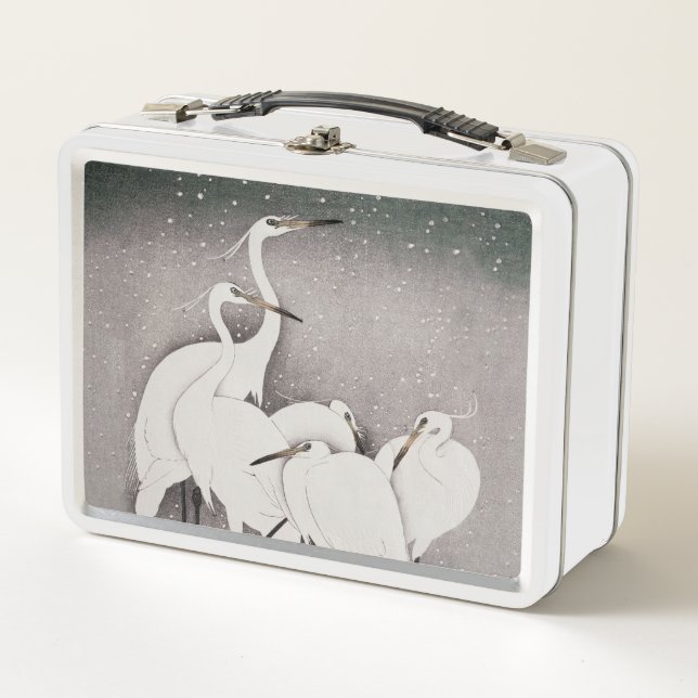 Lunch Box Aigrettes japonaises Grues Koson Neige d'hiver (Devant)