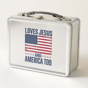 Lunch Box Aime Jésus et l'Amérique aussi T-shirt chrétien pa