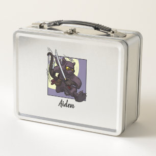 Lunch Box Ajouter Le Nom Chat Noir Ninja Coup de Pied Volant