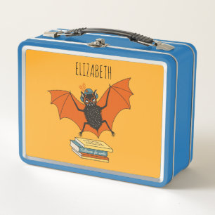 Lunch Box Ajouter Nom Chauve-Souris Bibliothécaire avec Livr