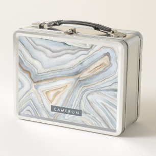 Lunch Box Ajouter votre nom Conception abstraite en marbre