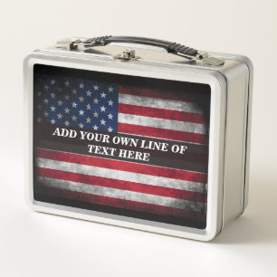 Lunch Box Ajouter votre texte sur le drapeau américain