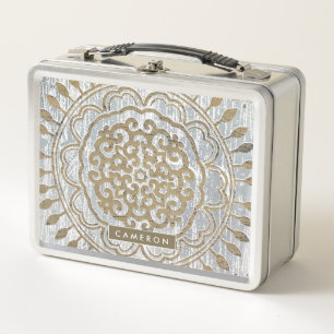 Lunch Box Ajoutez votre conception nommée d'or de mandala de