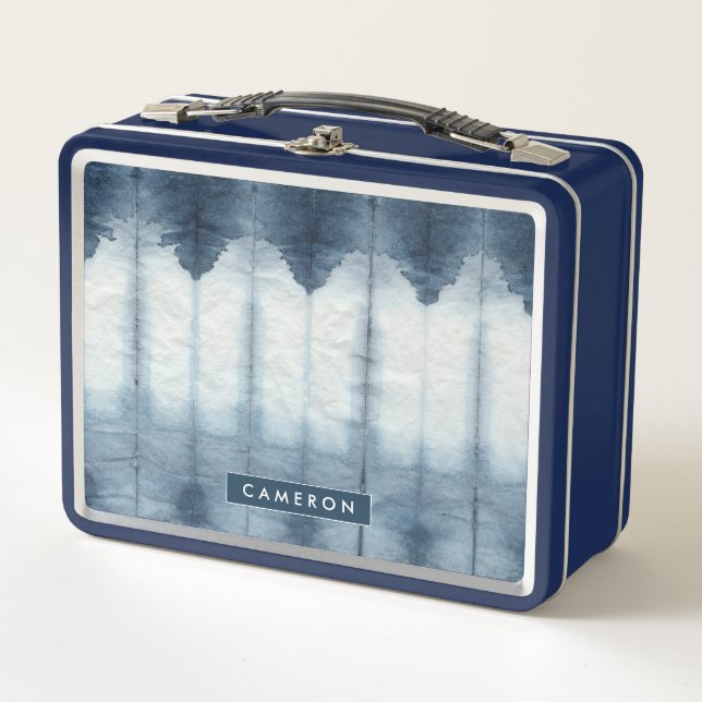 Lunch Box Ajoutez votre copie nommée de | Shibori Indigio (Devant)