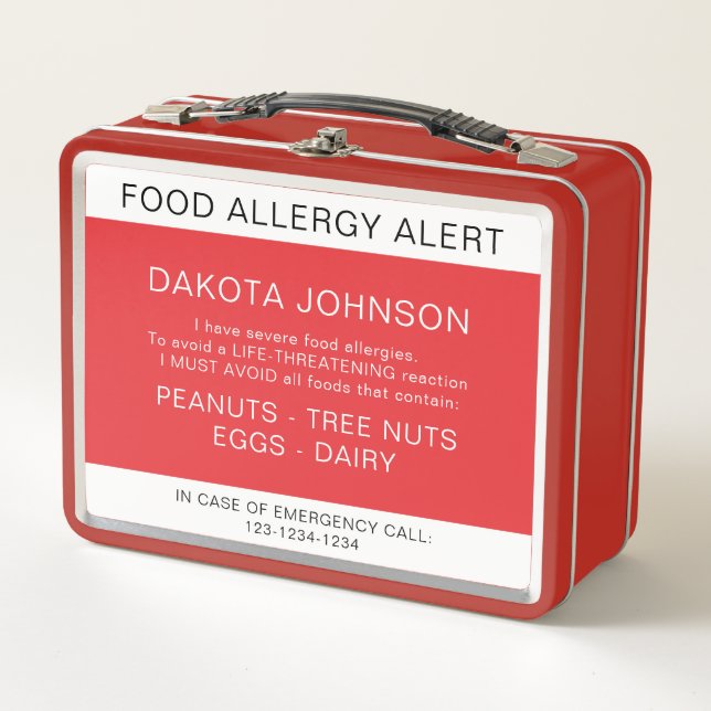 Lunch Box Alerte aux allergies alimentaires rouges (Devant)