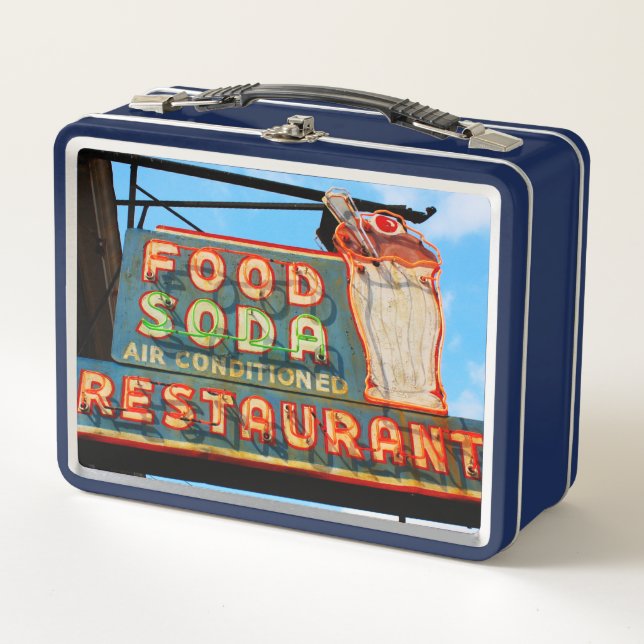Lunch Box Alimentation, Soda, Restaurant Symbole Vintage (Devant)
