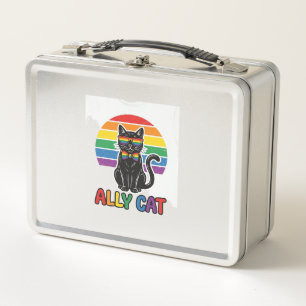 Lunch Box Ally Cat Rainbow Pride Vintage Chat T-Shirt Design