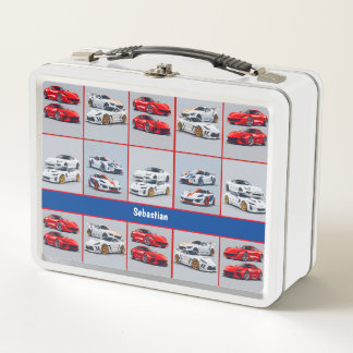 Lunch Box Amateurs de voitures de sport rouges et blanches b