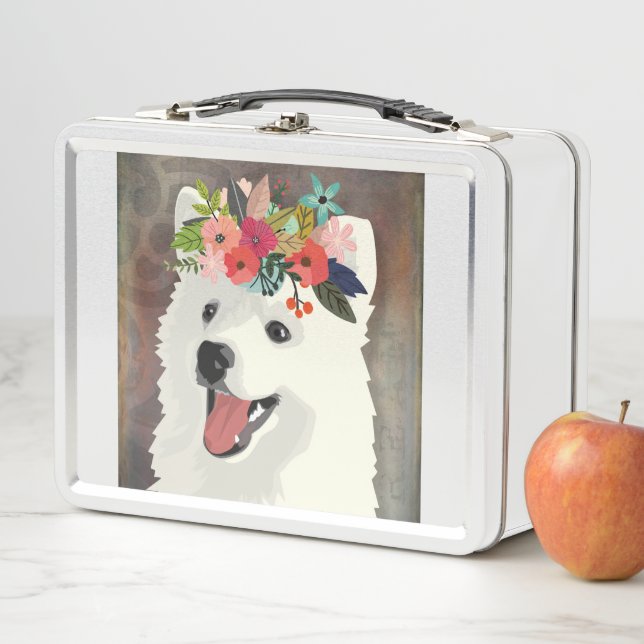 Lunch Box American Eskimo Chien race Flower Crown (En situation)