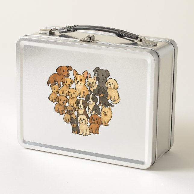 Lunch Box Amour de chiot - Cœur fait de chiens (Devant)