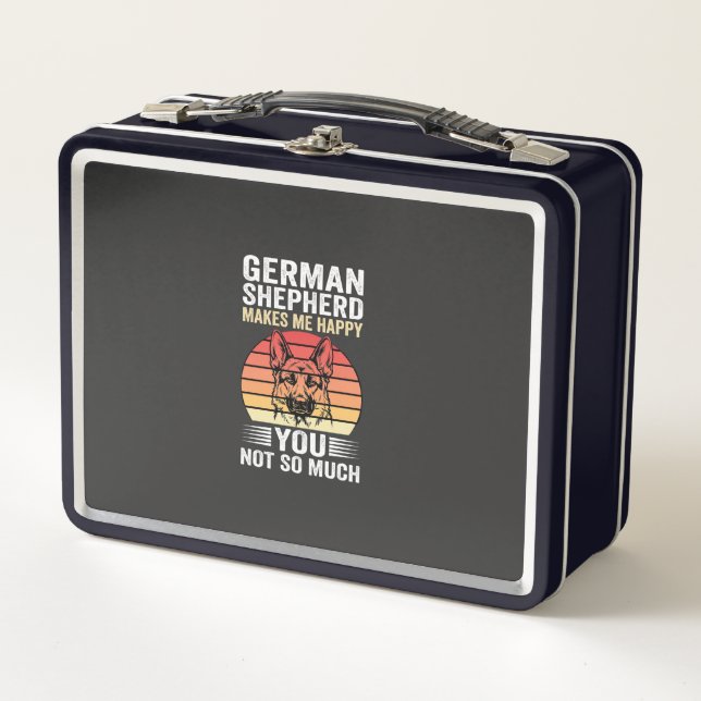 Lunch Box Amoureux du Berger Allemand Drôle Rétro (Devant)