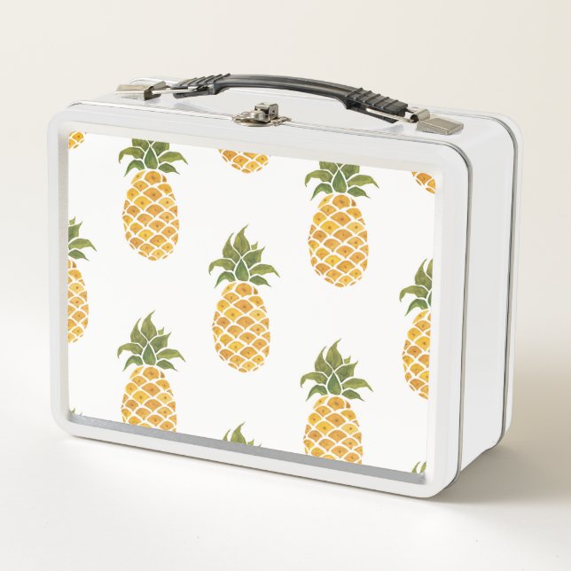 Lunch Box Ananas peint à la main, arrière - plan aquarelle. (Devant)