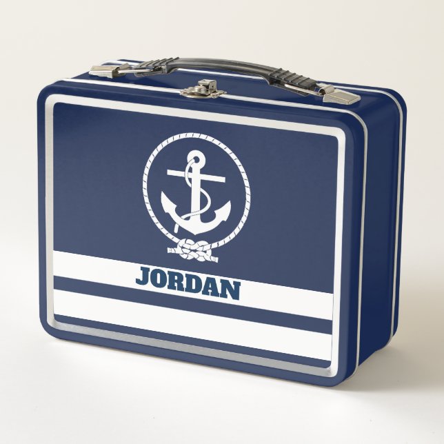 Lunch Box Ancre nautique Cool Monogramme (Devant)