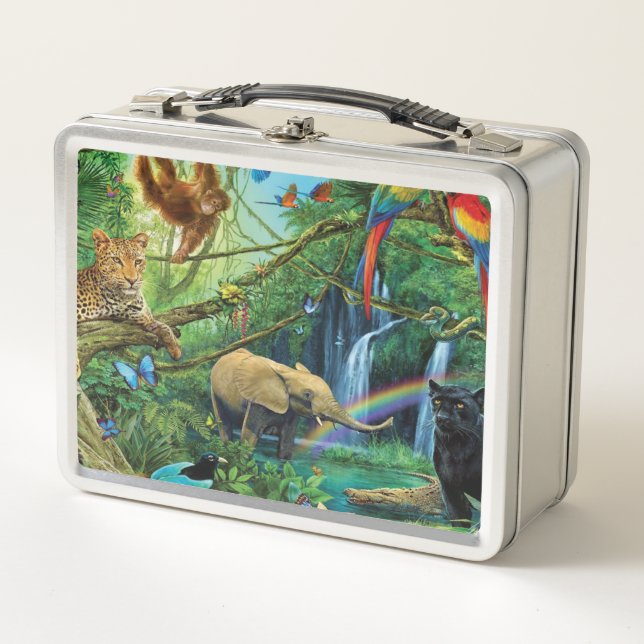 Lunch Box Animals living together throw pillow (Devant)