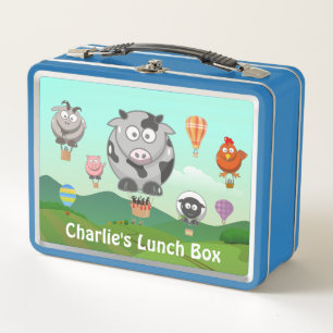 Lunch Box Animaux de ferme montgolfière personnalisés