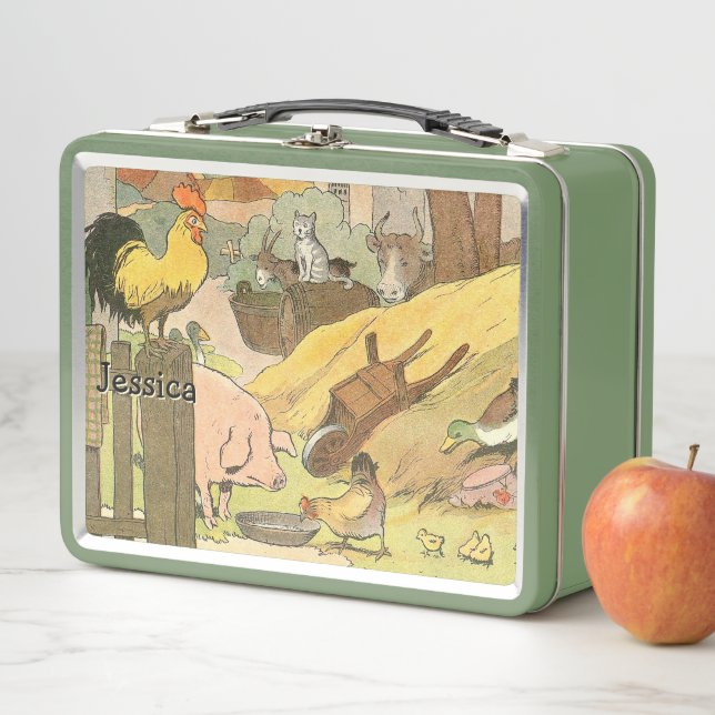 Lunch Box Animaux de ferme rustiques (En situation)