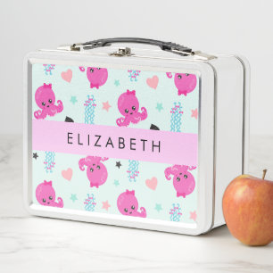 Lunch Box Animaux de mer, poulpe, méduse, Coeurs, Votre nom