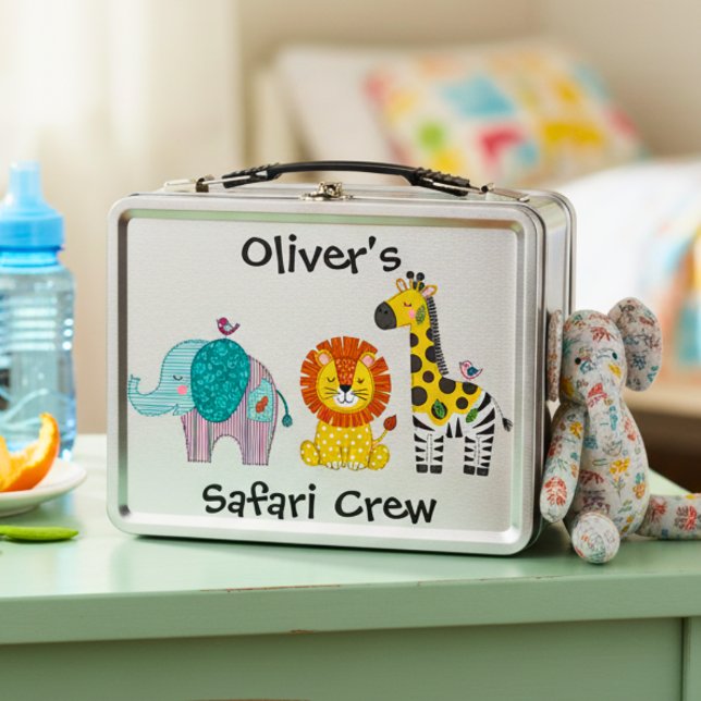 Lunch Box Animaux de safari mignons patchwork (Créateur téléchargé)