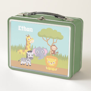 Lunch Box Animaux de safari pour bébé personnalisés pour enf