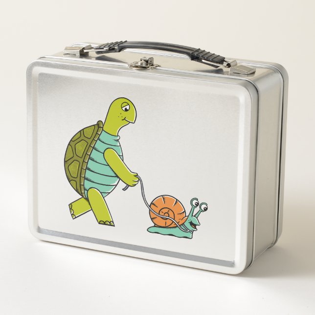 Lunch Box Animaux Drôles Tortue Et Escargot (Devant)
