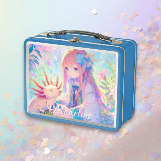Lunch Box Anime Girl et Axolotl Personnalisé