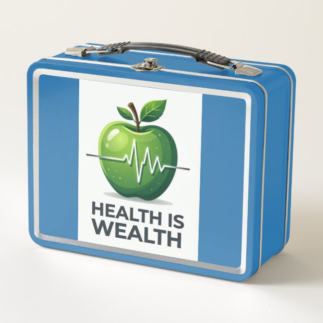 Lunch Box Apple with Heartbeat Pulse and Health is Wealth (Devant)