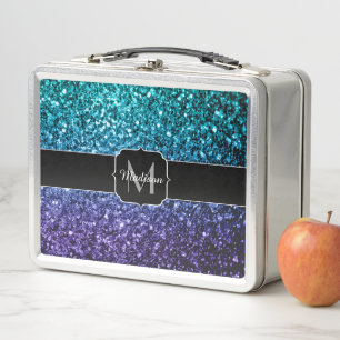 Lunch Box Aqua blue Ombre fausse parties scintillant scintil